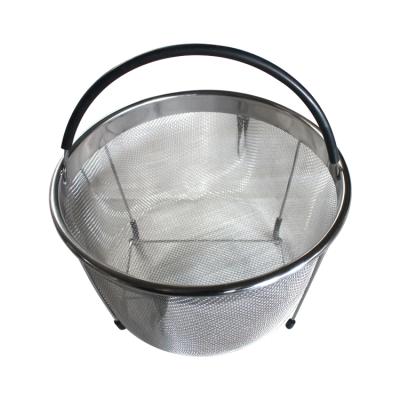 China Round Shape Fine Wire Mesh Sustainable Stainless Steel Metal Fruit Basket With Handle for sale