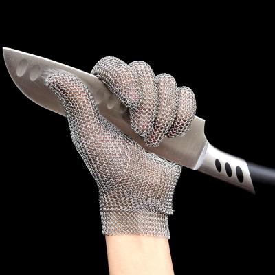 China Comfortable Stainless Steel Wire Mesh Glove Cut Resistant Chainmail Glove for sale