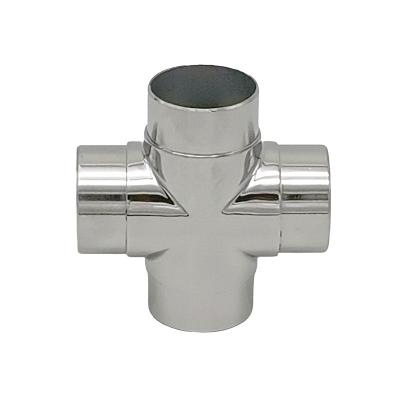 China Highco-Cast 316 Stainless Steel 4 Way Tube Connector Contemporary Railing Cross Fitting For 50.8mm Stair Handrail for sale