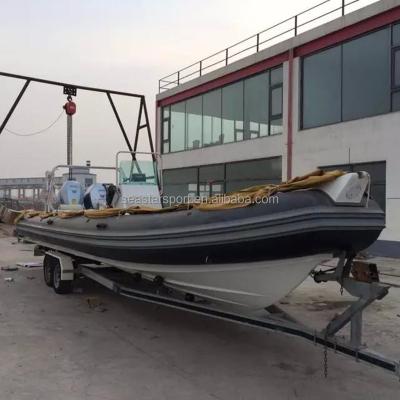 China Fashion Fiberglass And PVC Fiberglass Rib Boat Console Holiday Rib Military Boat 8M for sale