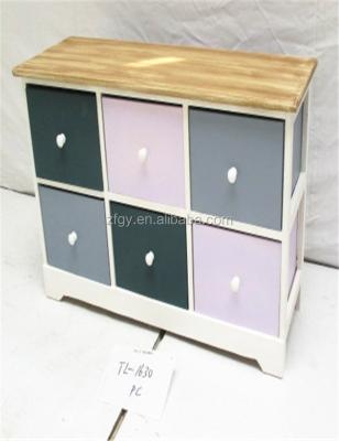 China Burning Top + Colorful Paulownia Drawers 6 Drawers Wood Storage Cabinet for sale