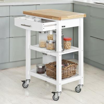 China Eco-friendly Movable Wooden Kitchen Island Cart for sale