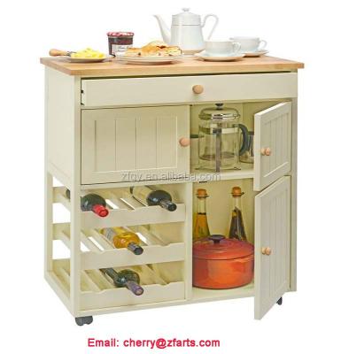 China Eco - Friendly Mobile Home Kitchen Furniture Solid Wood Cabinet With Wheels for sale