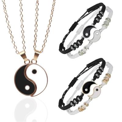 China Classic Tai Chi Necklace Bracelet Gossip Yin And Yang Pendant Couple Lovers Friend Fashion High Quality for sale