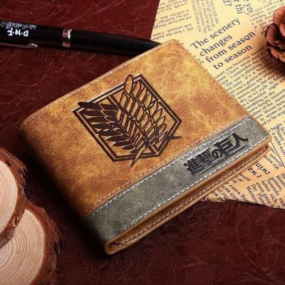 China Purse Attack On Titan Student Anime Cartoon New Fashion Bag Poly Brown Cool Wallet Wallet For Woman Man for sale