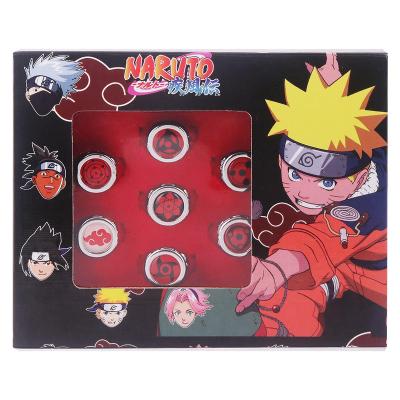 China Fast Delivery Hokage Akatsuki Writing Round Eye Ring Red Cloud Kakashi Sasuke Kaleidoscope Set Ring for sale