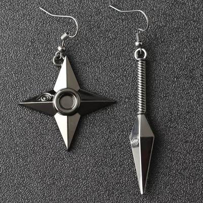 China Personalized Environmentally Friendly Fashion Hip Hop Hokage Earrings Anime Small Peripheral Jewelry Kakashi Shuriken Earrings for sale