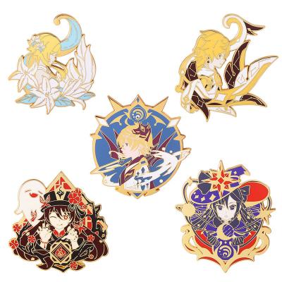 China ALLOY Genshin Impact Accessories Tartaglia Traveler Figure Enamel Anime Brooch Pin for sale