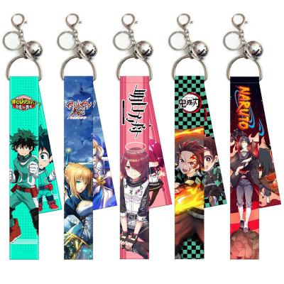 China Japanese Anime Metal My Hero Academia Demon Slayer Kimetsu No Yaiba Lanyard Keychain for sale