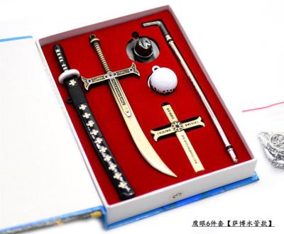 China Metal Souvenir Anime Zoro Luffy Sword Weapon One Piece Model Set for sale