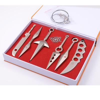 China Metal 7 pcs/set Uchiha Itachi Akatsuki Kakashi Cosplay Kunai Sting Weapon Equipment with Gift Box for sale