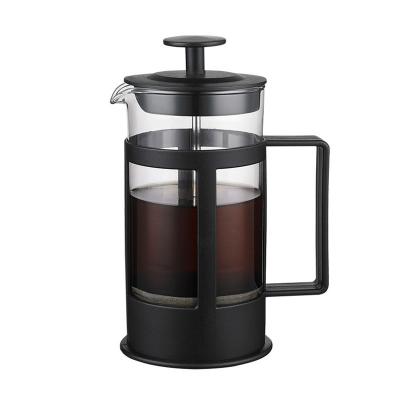 China High Borosilicate Glass Press Filter Pot Household Infuser Tea Maker Coffee French Presser Viable Plastic Black Coffee Pot for sale