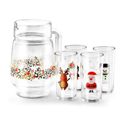 China New Design Viable Juice Jug Drinking Glass Pitcher Decal Christmas Drinking Glassware for sale