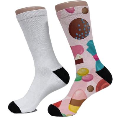 China QUICK DRY Custom Design Digital 3D Printing Polyester Blank Socks Sublimation Print Sports Crew Blank Socks for sale