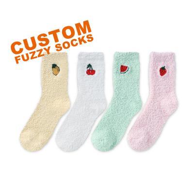 China Custom Logo Women's Designer Fleece Design Stitching Cozy Socks Blurred Warm Comfortable Fluffy Socks QUICK DRY for sale