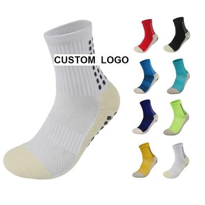 China Colorful Fashion Breathable Men Custom Design Anti Slip Socks Basketball Soccer Sport Compression Grip Crew Cotton Socks for sale