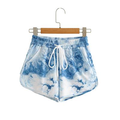 China New Fashion Women Anti-wrinkle Shorts Summer Top Waist Dye Tie Printed Slim Shorts for sale