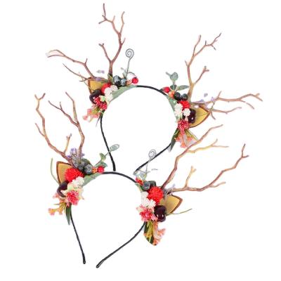 China Soft photographic branch Berry Headband of Cosplay Forest Halloween Antler Head wear simulation for sale