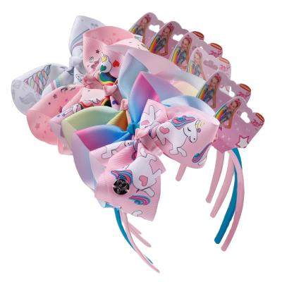 China Amazon Girl Headdress Rainbow Unicorn Print Flame Bow Sweet Hot-selling Headband for sale