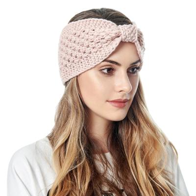 China European and American style Europe and the United States winter soft warm headband hand knitted wide woolen headband for sale