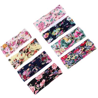 China European and American style new cross hair ladies style European and American band printed high elastic sports hair band for sale