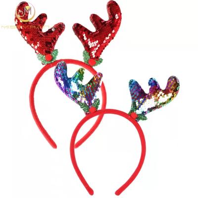 China New Party Christmas Headwear, Turned Sequined Mermaid Christmas Antler Headband for sale