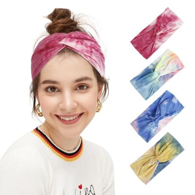 China European and American European style and the new fashionable American style dyeing knotting multi color wide brim cross headband stretch head wraps for sale