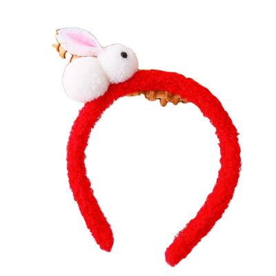 China New Lovely Pressure Soft Cheap Hair Accessories Coral Fleece Rabbit Plush Makeup Headband for sale