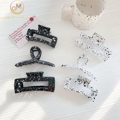 China Clip Korean Black Shark Hair Tray Stats Shower White Milk Spots Lacquer Texture Knot Cross Hair Large Claws for sale