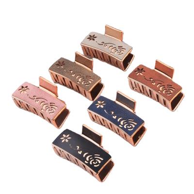 China Hot Selling Europe and America Style European and American Shark Clip Hollow Cut Rectangular Metal Square Hair Claws for sale