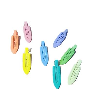 China Sweet version Korean hot sale hairpin seamless candy color frosted texture alloy platypus flat clip for sale