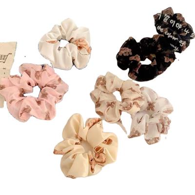 China Japan and girl hair tie cartoon chiffon bear hair scrunchies pleated Korean version Korean style hot sale for sale