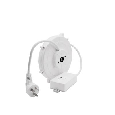 China Household Appliance HIERTECH Retractable Power Cord Reel with Plug in White Customize Small Cable Reel White for sale