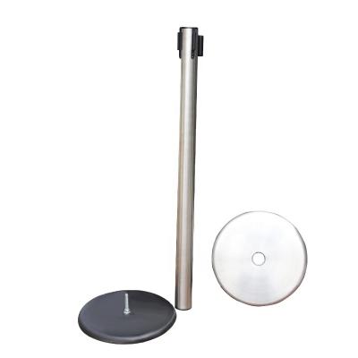 China HK-801 Stainless Steel Queue Support Post Crowd Control Post Customizable Stainless Steel Tube Retractable Ribbon Guardrail for sale