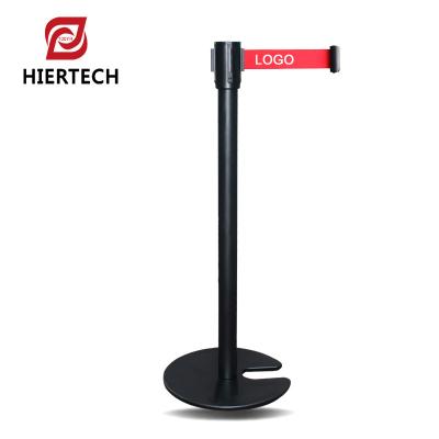 China HK-807 Customizable Shape Base Stainless Steel Queue Support Crowd Control Mail Stainless Steel Tube Retractable Ribbon U Guardrail for sale