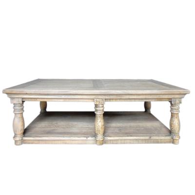 China (Other) Rustic Traditional Antique Solid Wood Adjustable Living Room Furniture Centerpiece Natural Wood Coffee Table for sale