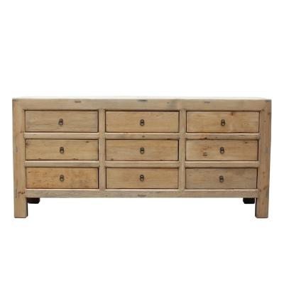 China Chinese antique rustic chic decorative living room solid wood storage cabinet (the other) adjustable nine drawers for sale