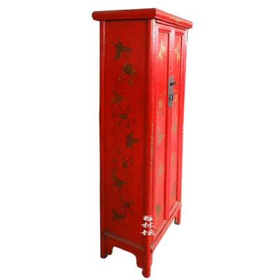 China Eco-friendly Chinese antique old pine wood lacquered glossy furniture reproduction solid wardrobe for sale