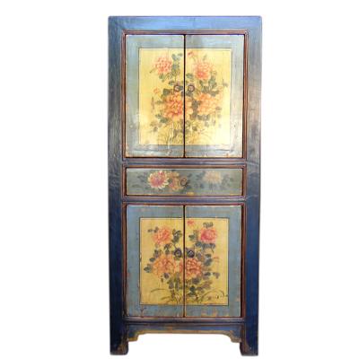 China Durable Hot Selling Chinese Living Room Furniture Antique Hand Painting Cabinet Solid Wood Three Layers for sale