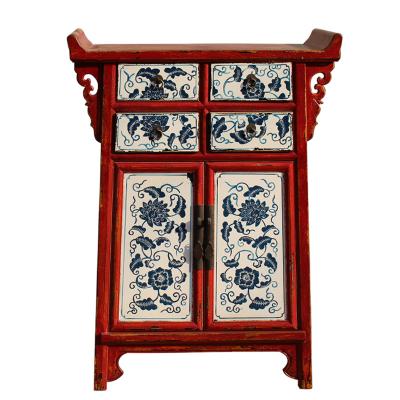 China Durable Hot Sale Chinese Antique Reproduction Furniture Painting Console Solid Wood Cabinet for sale