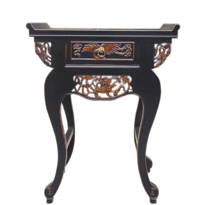 China Retro Vintage Shabby Chic Wooden Side End Carve Table With 1 Drawers And Carved Designs For Living Room for sale