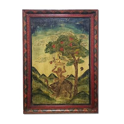 China Vintage Retro Home Ornaments Carved Oil Painting Customized Wooden Frame for sale