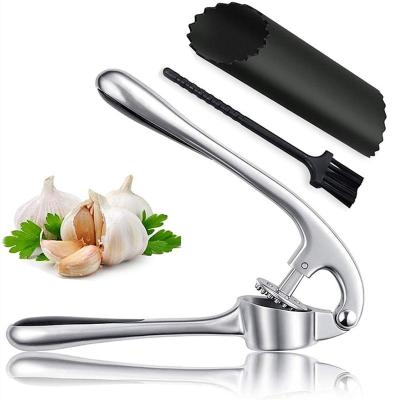 China Sustainable Garlic Mincer Set Of 3 With Silicone Roll Peeler And Cleaning Brush - Premium Garlic Press Ginger Press for sale