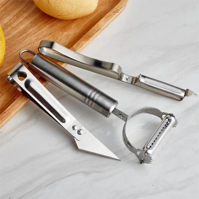 China Stainless Steel Handle Viable Dual Head Planing Grater, 3 Pieces Manual Set Peelers Kitchen Fruit Cutter Tool Vegetable Peeler for sale