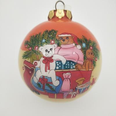 China Wholesale Festival Party Home Decoration Glass Ball Ornament Animal Custom Around 80Mm Gift Glass Hand Painted Hollow Hanging Ball For Sale for sale