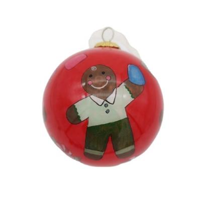 China Wholesale Home 80 2022 Festival Party Decoration 100mm Christmas Cute Red Glass Paper Man Inside Christmas Glass Painting Ball for sale