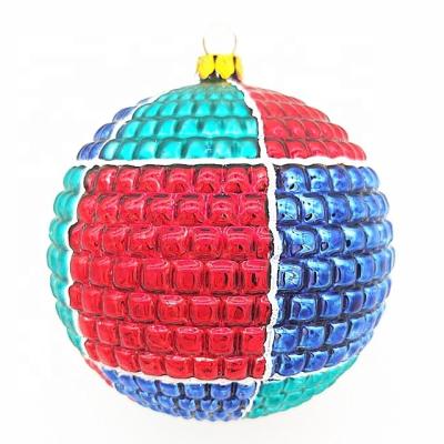 China Festival Party Decoration Home Custom Multicolor Sublimation Frosted Glass 8CM Gold Christmas Tree Ornament for sale