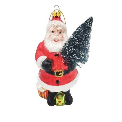 China Christamas Home Decoration Hot Sales Customized Christmas Santa Claus Glass Ornament Merry Christmas Decoration Supplies 2022 for sale