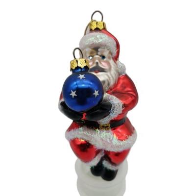 China Christamas Home Decoration Cheap Custom Design Vintage Santa Claus Old Men Hand Blown Glass Christmas Tree Ornaments for sale