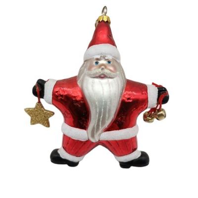 China Hot Selling Christamas Home Decoration Custom Handmade Old Swollen Red Men Hanging Glass Christmas Tree Ornaments for sale